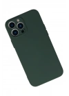 Mey İthalat®  iPhone 13 Pro Kılıf Nano içi Kadife Silikon - Koyu Yeşil