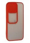 Mey İthalat®  iPhone 13 Pro Kılıf Palm Buzlu Kamera Sürgülü Silikon - Kırmızı