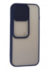 Mey İthalat®  iPhone 13 Pro Kılıf Palm Buzlu Kamera Sürgülü Silikon - Lacivert