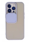 Mey İthalat®  iPhone 13 Pro Kılıf Palm Buzlu Kamera Sürgülü Silikon - Lila