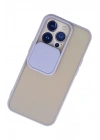 Mey İthalat®  iPhone 13 Pro Kılıf Palm Buzlu Kamera Sürgülü Silikon - Lila