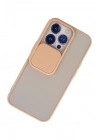 Mey İthalat®  iPhone 13 Pro Kılıf Palm Buzlu Kamera Sürgülü Silikon - Pembe