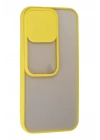 Mey İthalat®  iPhone 13 Pro Kılıf Palm Buzlu Kamera Sürgülü Silikon - Sarı