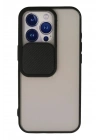Mey İthalat®  iPhone 13 Pro Kılıf Palm Buzlu Kamera Sürgülü Silikon - Siyah
