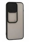 Mey İthalat®  iPhone 13 Pro Kılıf Palm Buzlu Kamera Sürgülü Silikon - Siyah
