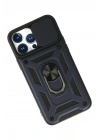 Mey İthalat®  iPhone 13 Pro Kılıf Pars Lens Yüzüklü Silikon - Lacivert