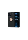 Mey İthalat®  iPhone 13 Pro Kılıf Range Yüzüklü Silikon - Siyah-Gold