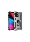 Mey İthalat®  iPhone 13 Pro Kılıf Sofya Yüzüklü Silikon Kapak - Gümüş