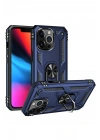 Mey İthalat®  iPhone 13 Pro Kılıf Sofya Yüzüklü Silikon Kapak - Lacivert