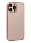 Mey İthalat®  iPhone 13 Pro Max Kılıf Coco Deri Silikon Kapak - Pudra