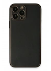 Mey İthalat®  iPhone 13 Pro Max Kılıf Coco Deri Silikon Kapak - Siyah
