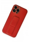 Mey İthalat®  iPhone 13 Pro Max Kılıf Coco Deri Standlı Kapak - Kırmızı