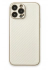 Mey İthalat®  iPhone 13 Pro Max Kılıf Coco Karbon Silikon - Beyaz