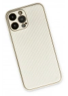 Mey İthalat®  iPhone 13 Pro Max Kılıf Coco Karbon Silikon - Beyaz