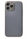 Mey İthalat®  iPhone 13 Pro Max Kılıf Coco Karbon Silikon - Gri