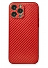 Mey İthalat®  iPhone 13 Pro Max Kılıf Coco Karbon Silikon - Kırmızı