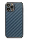 Mey İthalat®  iPhone 13 Pro Max Kılıf Coco Karbon Silikon - Mavi