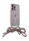 Mey İthalat®  iPhone 13 Pro Max Kılıf Divo Lazer Askılı Magsafe Kapak - Pembe