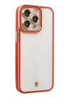 Mey İthalat®  iPhone 13 Pro Max Kılıf Liva Lens Silikon - Kırmızı