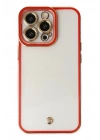 Mey İthalat®  iPhone 13 Pro Max Kılıf Liva Lens Silikon - Kırmızı