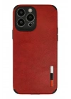 Mey İthalat®  iPhone 13 Pro Max Kılıf Loop Deri Silikon - Kırmızı