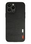 Mey İthalat®  iPhone 13 Pro Max Kılıf Loop Deri Silikon - Siyah
