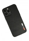Mey İthalat®  iPhone 13 Pro Max Kılıf Loop Deri Silikon - Siyah
