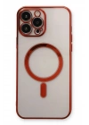 Mey İthalat®  iPhone 13 Pro Max Kılıf Magneticsafe Lazer Silikon - Kırmızı