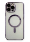 Mey İthalat®  iPhone 13 Pro Max Kılıf Magneticsafe Lazer Silikon - Mor