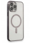 Mey İthalat®  iPhone 13 Pro Max Kılıf Magneticsafe Lazer Silikon - Siyah
