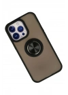 Mey İthalat®  iPhone 13 Pro Max Kılıf Montreal Yüzüklü Silikon Kapak - Siyah