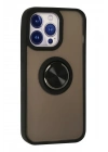 Mey İthalat®  iPhone 13 Pro Max Kılıf Montreal Yüzüklü Silikon Kapak - Siyah