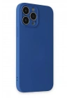 Mey İthalat®  iPhone 13 Pro Max Kılıf Nano içi Kadife Silikon - Lacivert