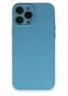 Mey İthalat®  iPhone 13 Pro Max Kılıf Nano içi Kadife Silikon - Mavi