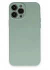 Mey İthalat®  iPhone 13 Pro Max Kılıf Nano içi Kadife Silikon - Su Yeşili