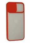 Mey İthalat®  iPhone 13 Pro Max Kılıf Palm Buzlu Kamera Sürgülü Silikon - Kırmızı
