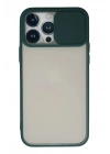 Mey İthalat®  iPhone 13 Pro Max Kılıf Palm Buzlu Kamera Sürgülü Silikon - Yeşil