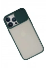 Mey İthalat®  iPhone 13 Pro Max Kılıf Palm Buzlu Kamera Sürgülü Silikon - Yeşil