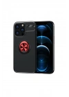 Mey İthalat®  iPhone 13 Pro Max Kılıf Range Yüzüklü Silikon - Siyah-Kırmızı