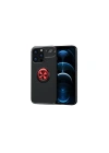 Mey İthalat®  iPhone 13 Pro Max Kılıf Range Yüzüklü Silikon - Siyah-Kırmızı