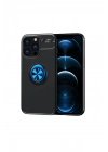 Mey İthalat®  iPhone 13 Pro Max Kılıf Range Yüzüklü Silikon - Siyah-Mavi
