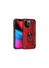 Mey İthalat®  iPhone 13 Pro Max Kılıf Sofya Yüzüklü Silikon Kapak - Kırmızı