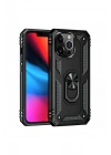 Mey İthalat®  iPhone 13 Pro Max Kılıf Sofya Yüzüklü Silikon Kapak - Siyah