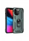 Mey İthalat®  iPhone 13 Pro Max Kılıf Sofya Yüzüklü Silikon Kapak - Yeşil