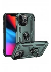 Mey İthalat®  iPhone 13 Pro Max Kılıf Sofya Yüzüklü Silikon Kapak - Yeşil