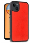 Mey İthalat®  iPhone 14 Kılıf Aras Deri Kapak - Kırmızı