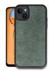 Mey İthalat®   iPhone 14 Kılıf Aras Deri Kapak - Koyu Yeşil