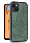 Mey İthalat®   iPhone 14 Kılıf Aras Deri Kapak - Koyu Yeşil