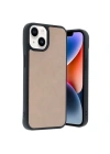 Mey İthalat®  iPhone 14 Kılıf Aras Deri Kapak - Pudra
