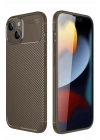 Mey İthalat®  iPhone 14 Kılıf Auto Focus Karbon Kapak - Kahverengi